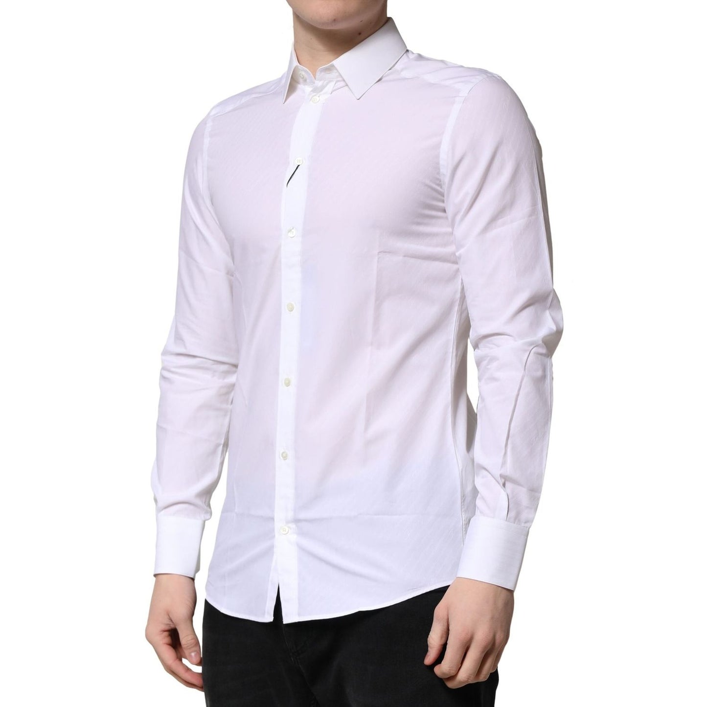 Dolce & Gabbana White MARTINI Long Sleeves Dress Formal Shirt Dolce & Gabbana