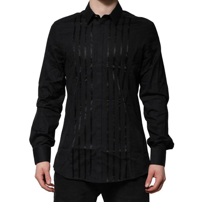 Dolce & Gabbana Black Cotton GOLD Mens Dress Formal Shirt Dolce & Gabbana
