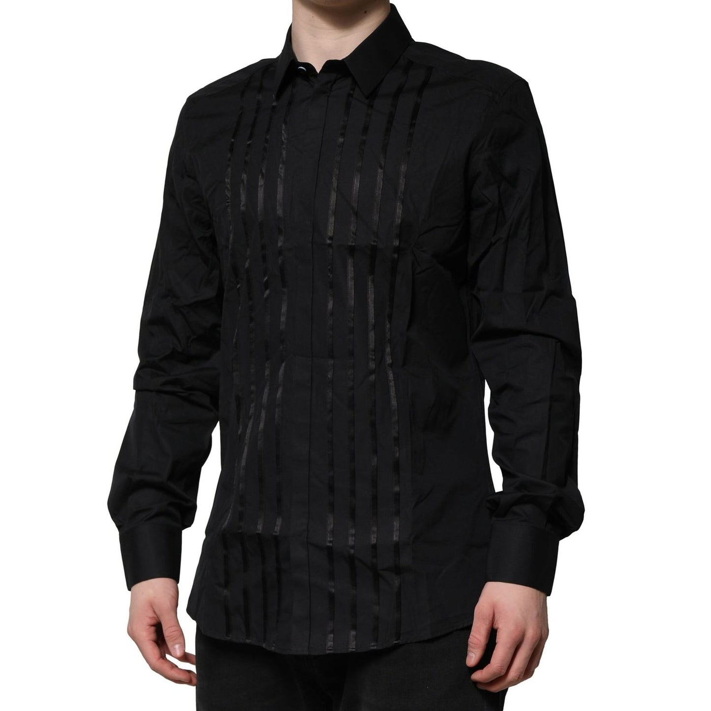 Dolce & Gabbana Black Cotton GOLD Mens Dress Formal Shirt Dolce & Gabbana