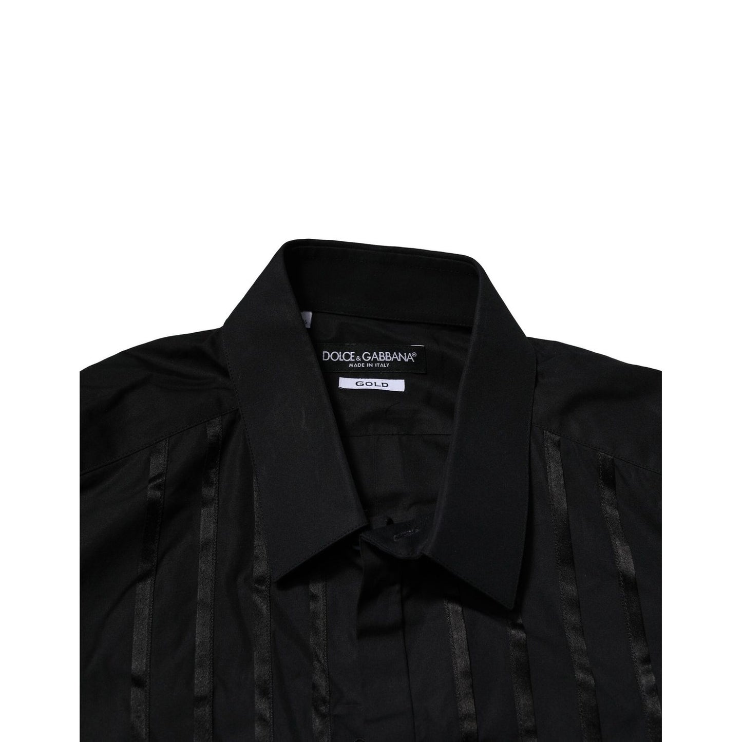 Dolce & Gabbana Black Cotton GOLD Mens Dress Formal Shirt Dolce & Gabbana