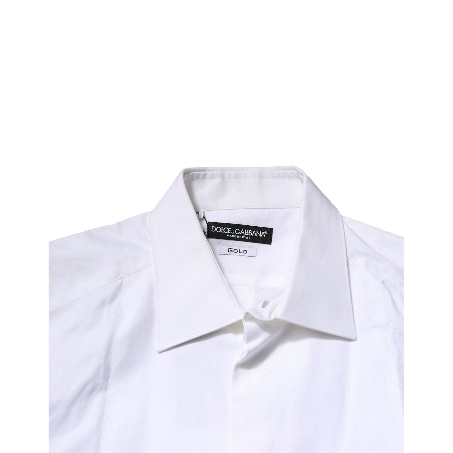 Dolce & Gabbana White Bib Cotton Poplin GOLD Men Formal Shirt Dolce & Gabbana