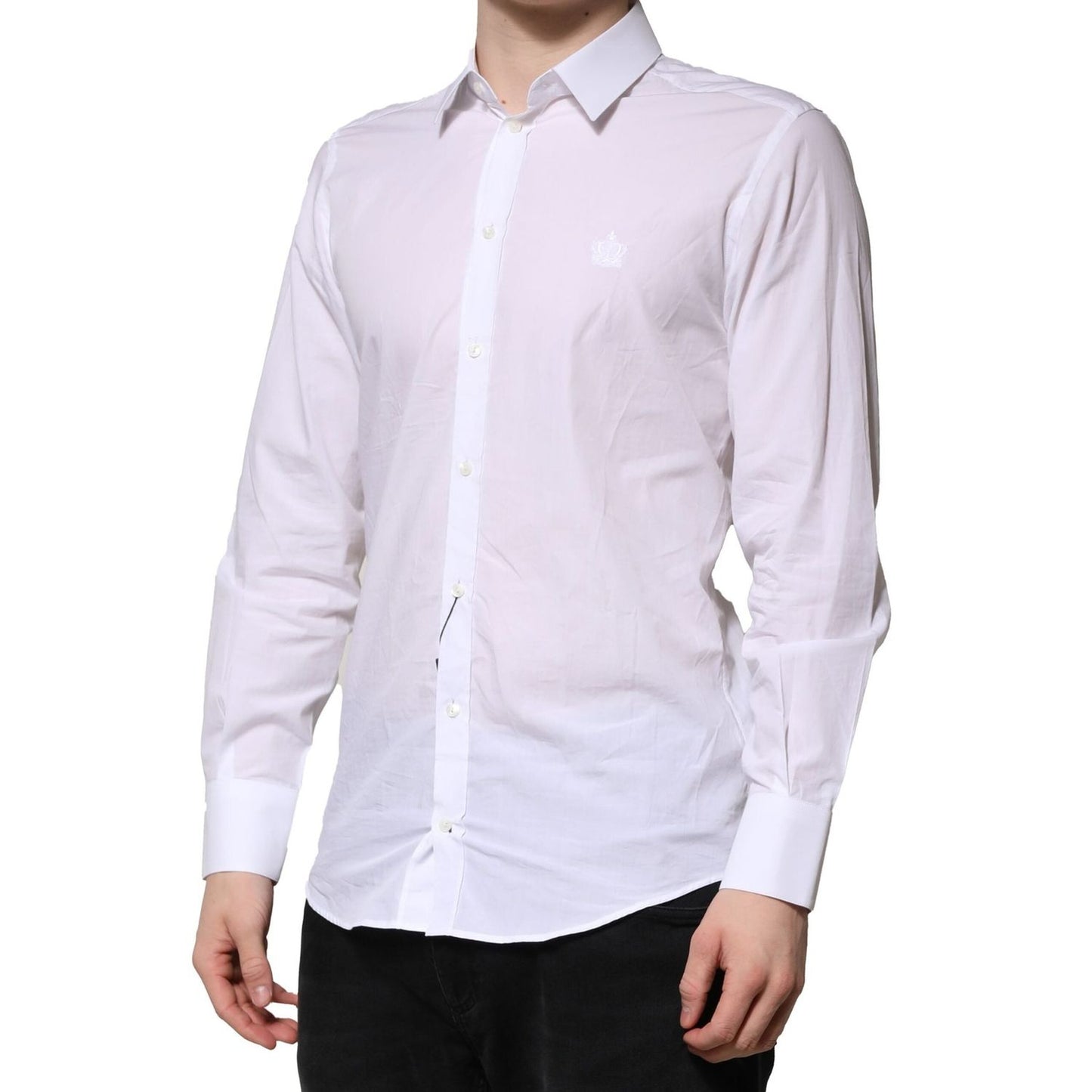 Dolce & Gabbana White MARTINI Long Sleeves Men Formal Shirt Dolce & Gabbana