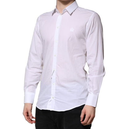 Dolce & Gabbana White MARTINI Long Sleeves Men Formal Shirt Dolce & Gabbana