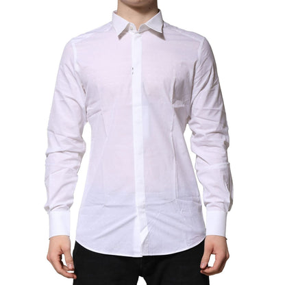 Dolce & Gabbana White Cotton GOLD Long Sleeves Formal Shirt Dolce & Gabbana