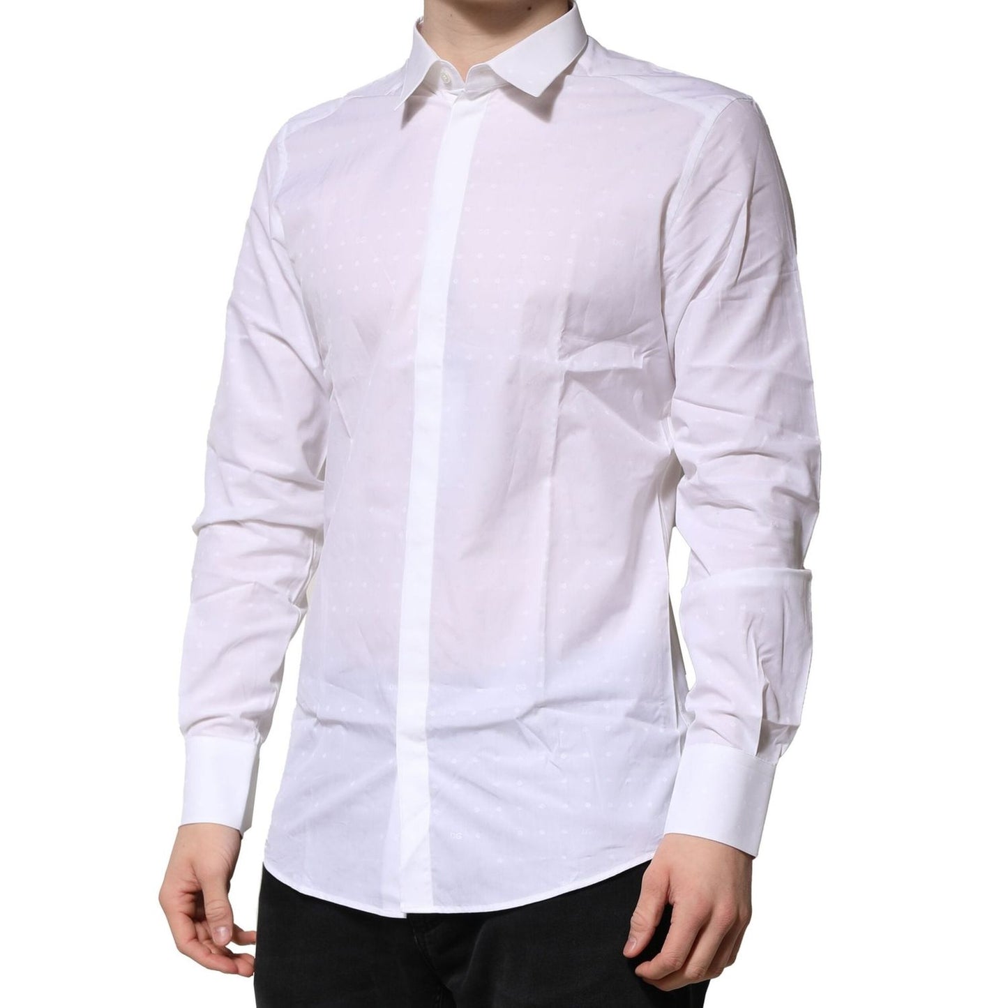 Dolce & Gabbana White Cotton GOLD Long Sleeves Formal Shirt Dolce & Gabbana