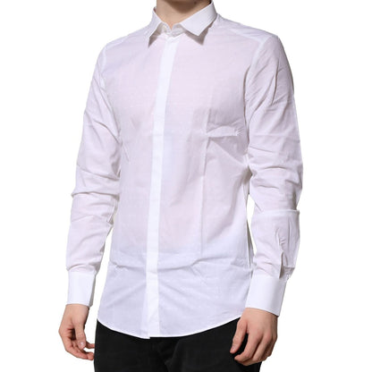 Dolce & Gabbana White Cotton GOLD Long Sleeves Formal Shirt Dolce & Gabbana