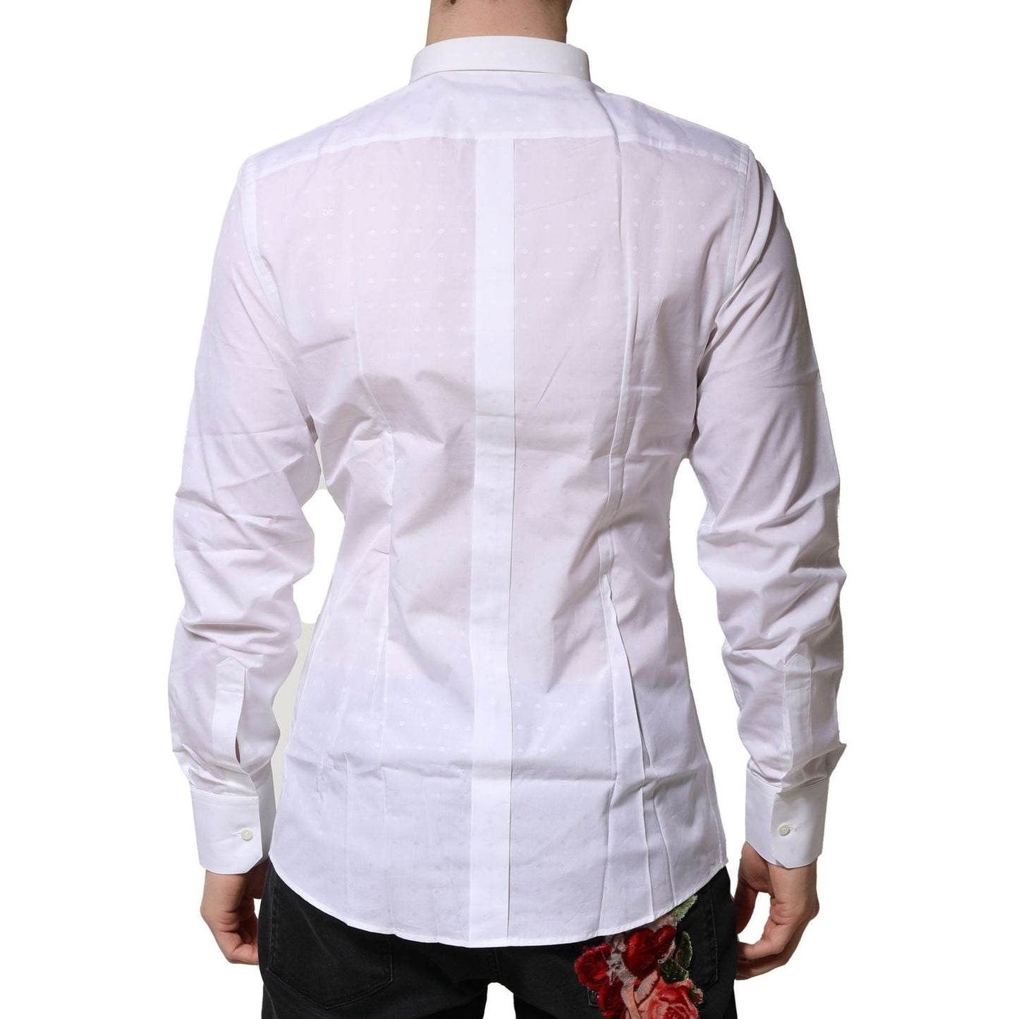 Dolce & Gabbana White Cotton GOLD Long Sleeves Formal Shirt Dolce & Gabbana
