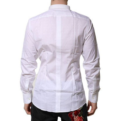 Dolce & Gabbana White Cotton GOLD Long Sleeves Formal Shirt Dolce & Gabbana