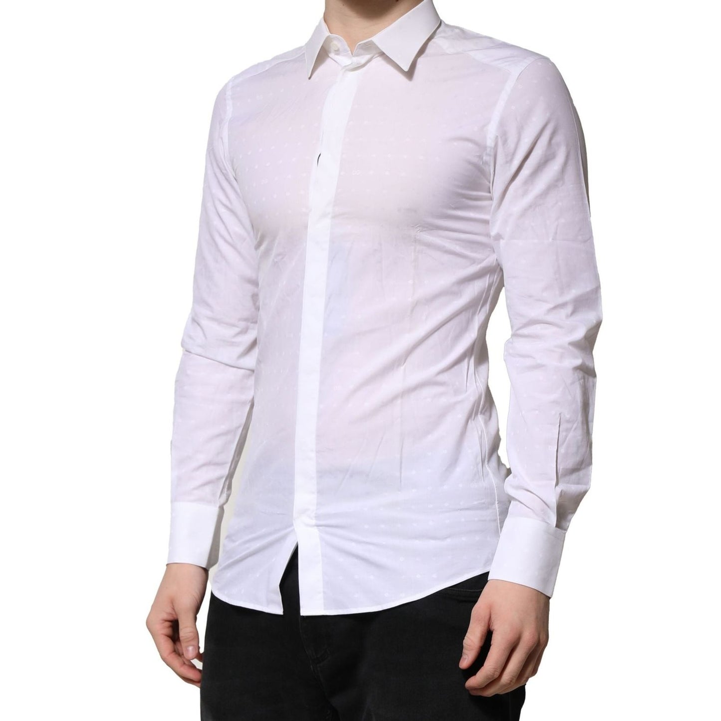 Dolce & Gabbana White GOLD Long Sleeves Dress Men Formal Shirt Dolce & Gabbana