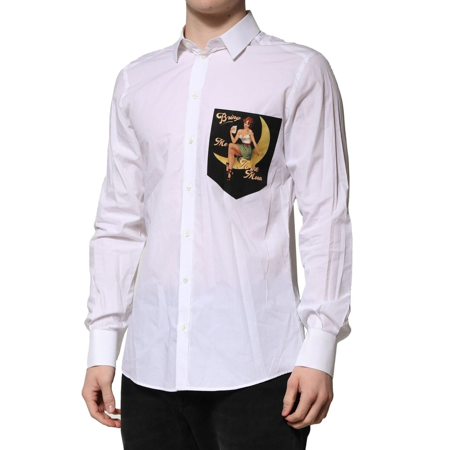 Dolce & Gabbana White MARTINI Long Sleeves Men Formal Shirt Dolce & Gabbana