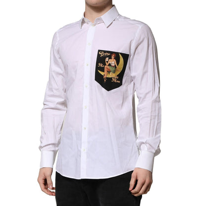 Dolce & Gabbana White MARTINI Long Sleeves Men Formal Shirt Dolce & Gabbana