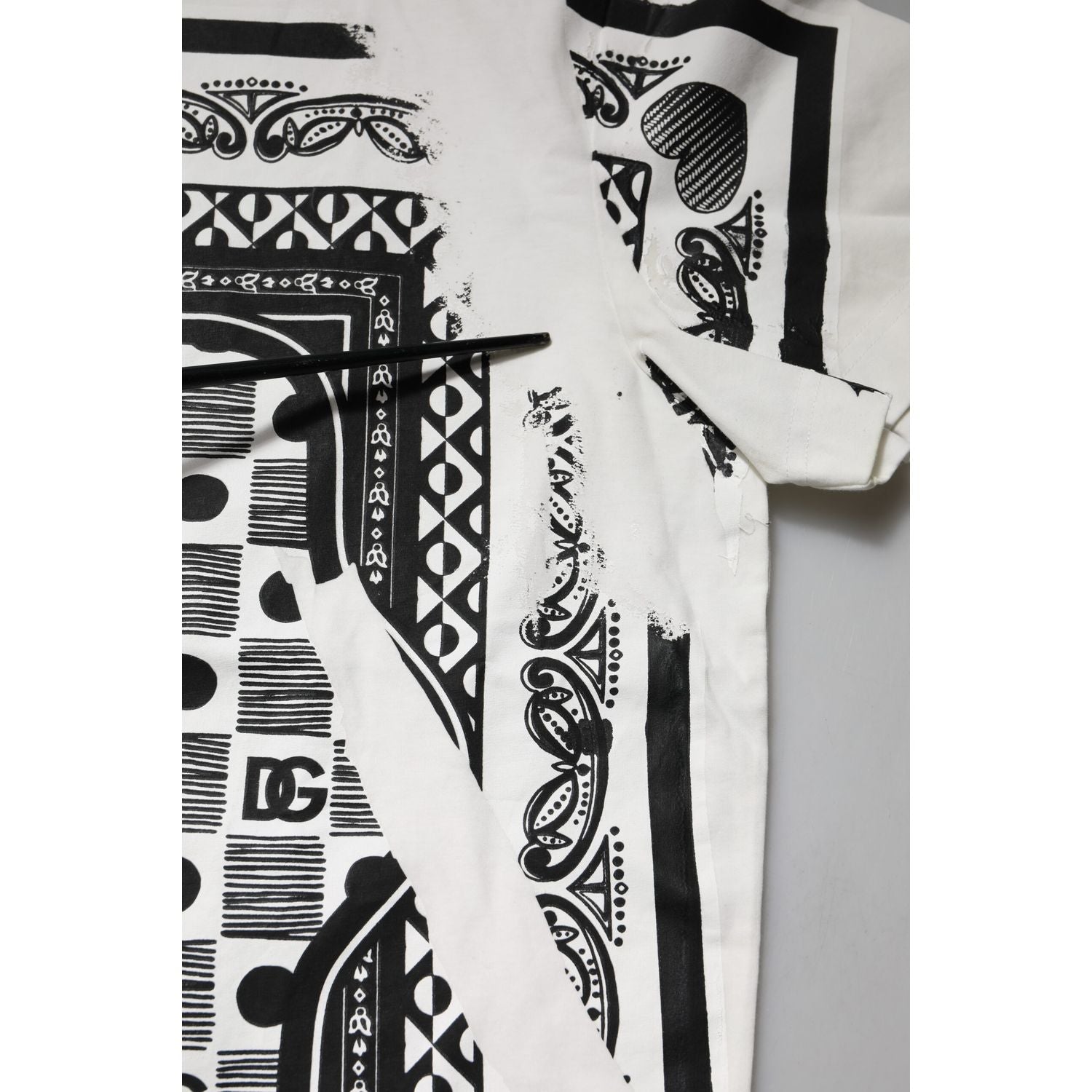 Dolce & Gabbana White Bandana Cotton Men Crew Neck T-shirt