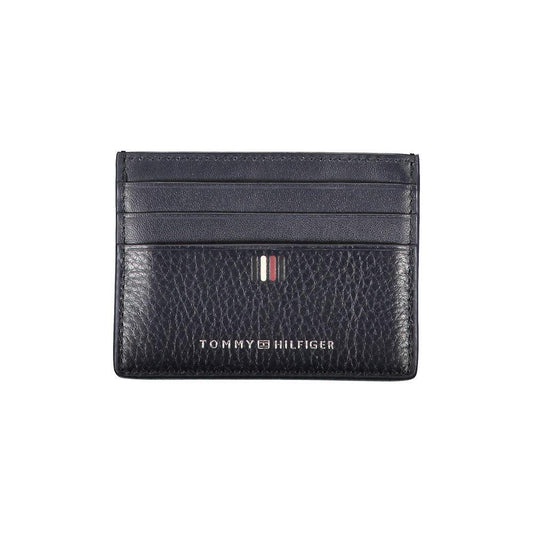 Tommy Hilfiger Sleek Blue Leather Card Holder with Contrast Details TO-27188