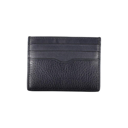 Tommy Hilfiger Sleek Blue Leather Card Holder with Contrast Details TO-27188