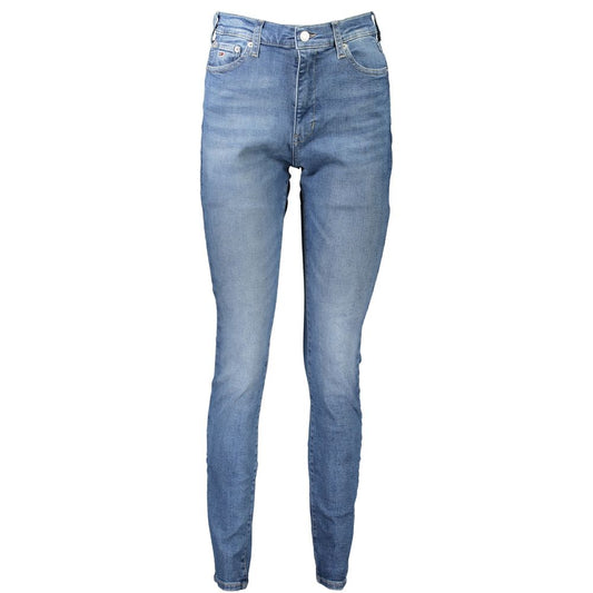 Tommy Hilfiger Blue Cotton Women's Skinny Jean with washed effect and iconic logo, featuring a flattering silhouette. Made of cotton and elastane.