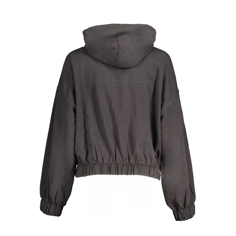 Back view of Tommy Hilfiger Black Cotton Women Sweater with hood and elastic waist.