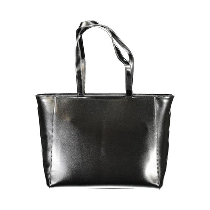 Mario Valentino Black Polyethylene Women Handbag with dual handles and sleek design.