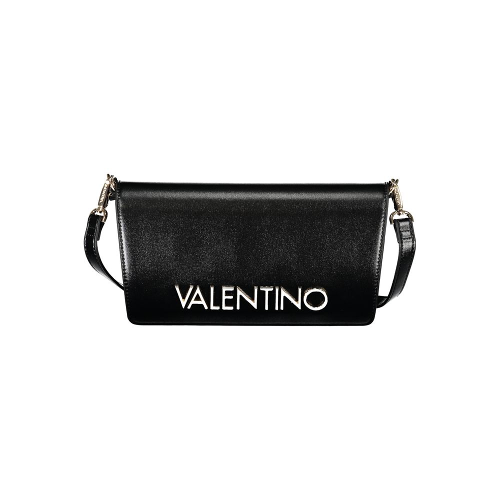 Mario Valentino Black Polyethylene Women Handbag with logo on front and detachable strap.
