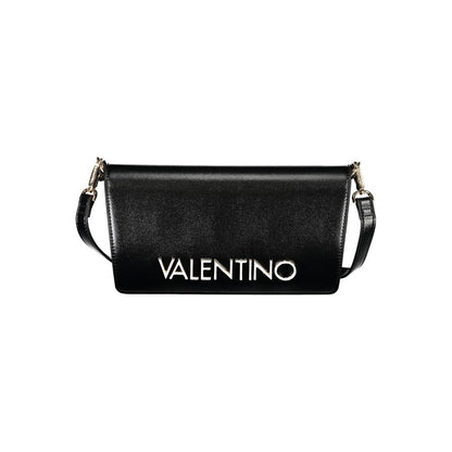 Mario Valentino Black Polyethylene Women Handbag with logo on front and detachable strap.