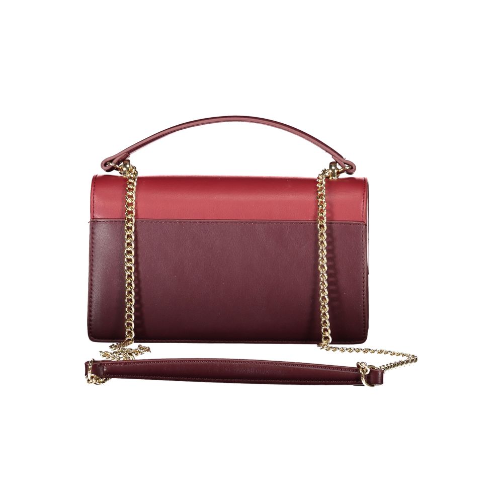 Mario Valentino Red Polyethylene Women Handbag with chain strap and zip closure, luxury fashion accessory.