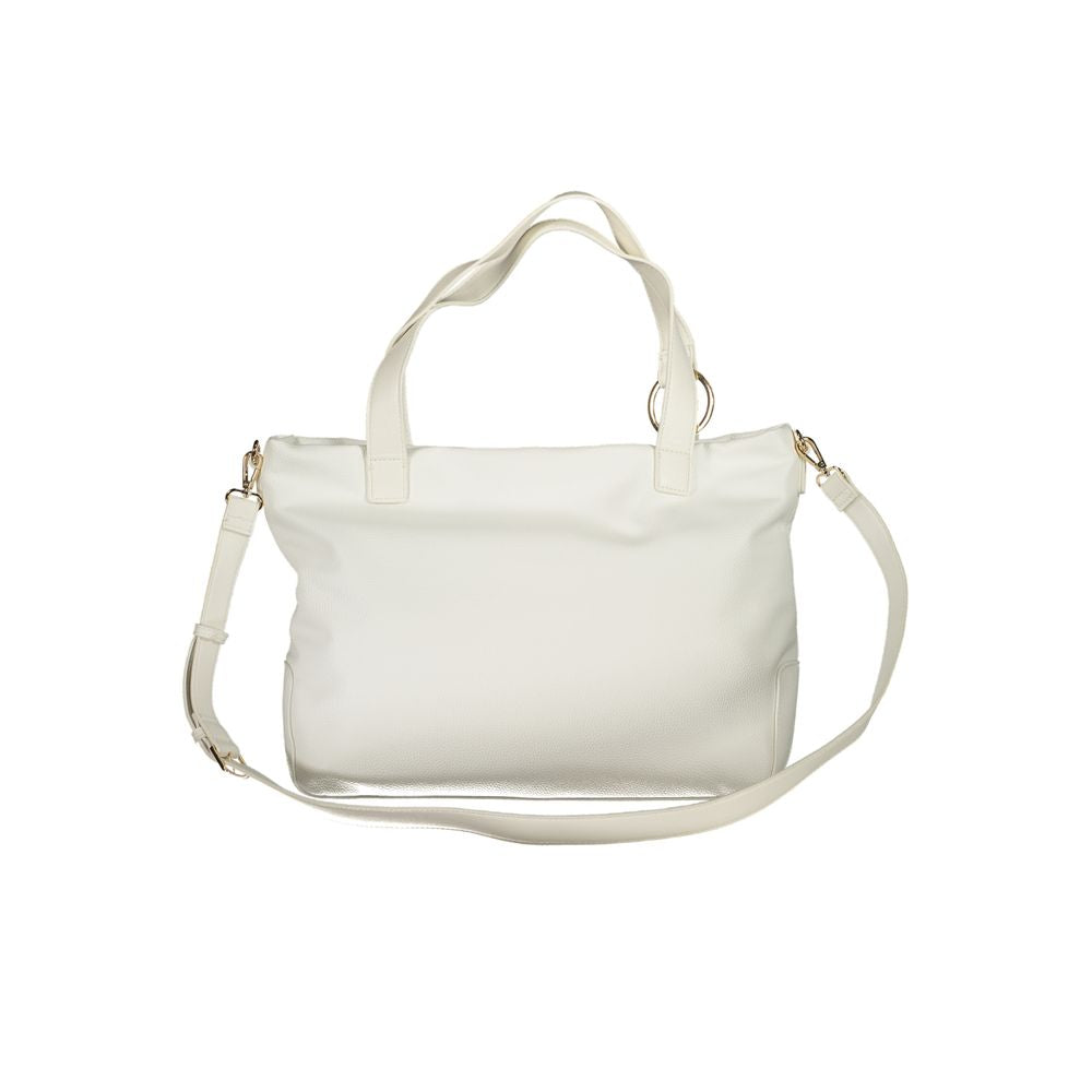 Mario Valentino White Polyethylene Handbag with shoulder handles and removable strap