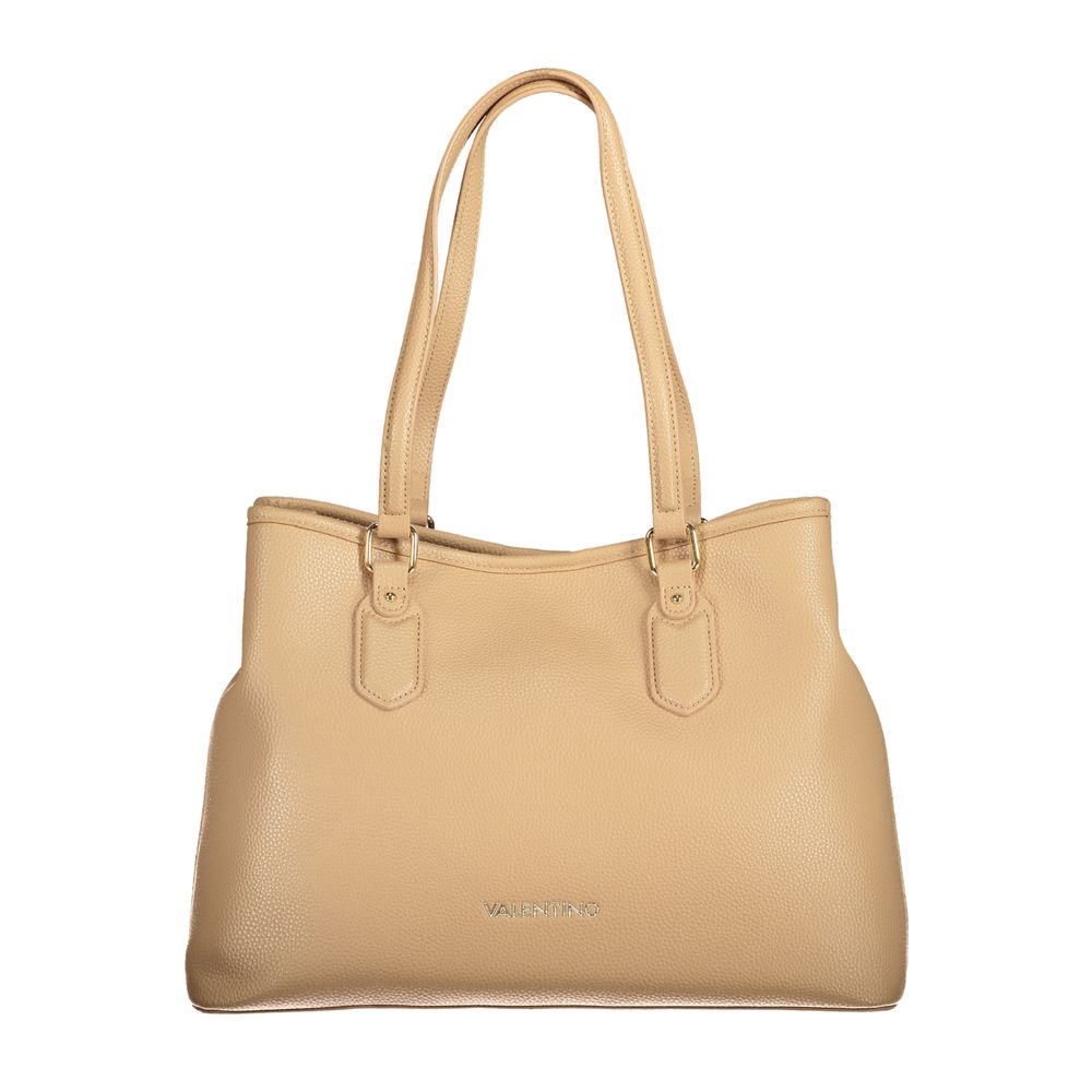 Mario Valentino Beige Polyethylene Women Handbag with elegant handles and adjustable strap