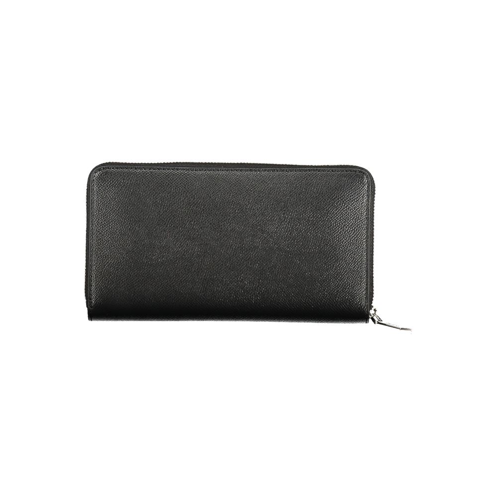 Calvin Klein Black Polyethylene Women Wallet showing sleek black design, made from recycled polyester, ideal for modern trendsetters.