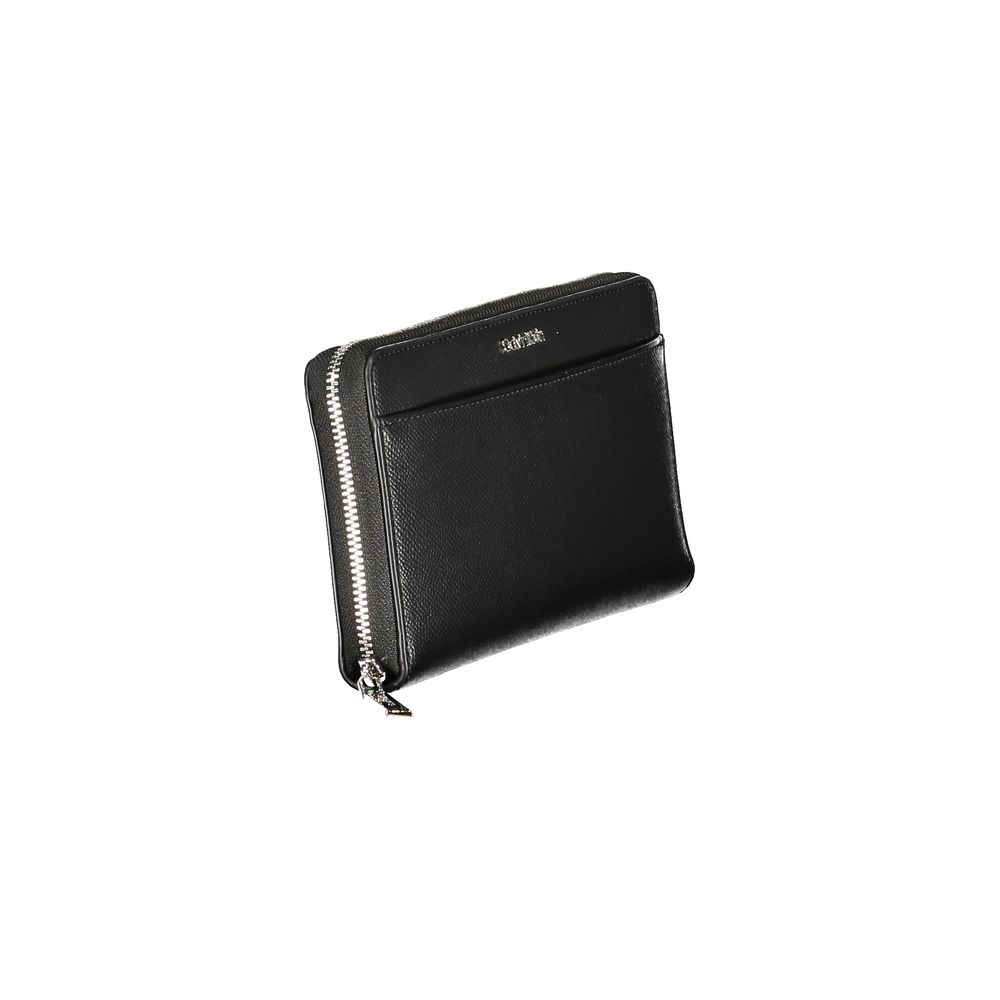 Calvin Klein Black Polyethylene Women Wallet, sleek design with recycled polyester, eco-conscious style for modern trendsetters.