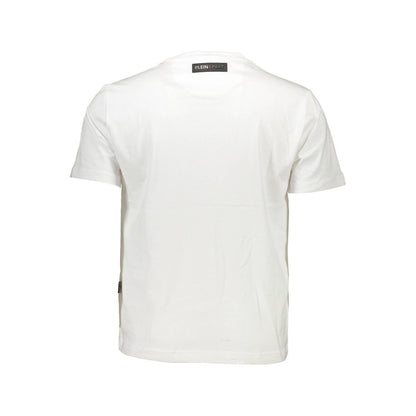 Back view of Plein Sport White Cotton Men T-Shirt featuring crew neck and striking logo.