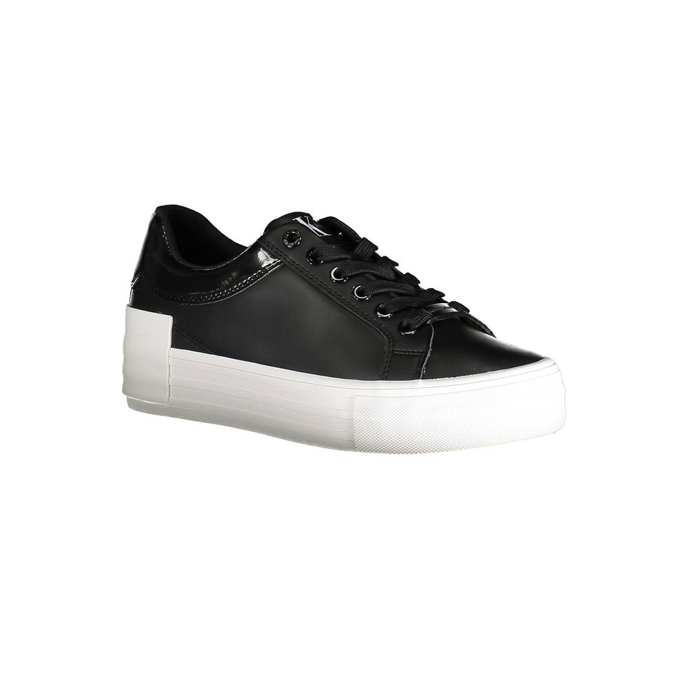 Calvin Klein Black Polyester Sneaker with 3 cm platform, laces, and contrasting details, made from 50% recycled polyester.