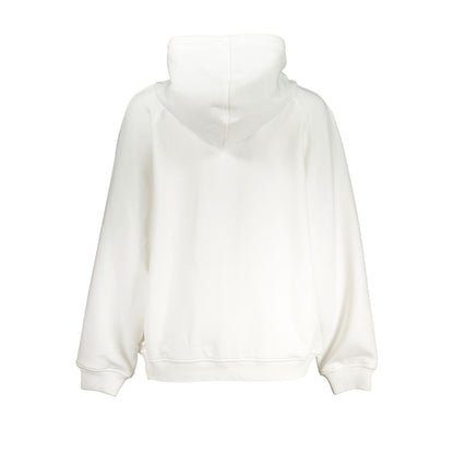 Back view of K-WAY White Polyester Women Sweater showcasing hood and design details.