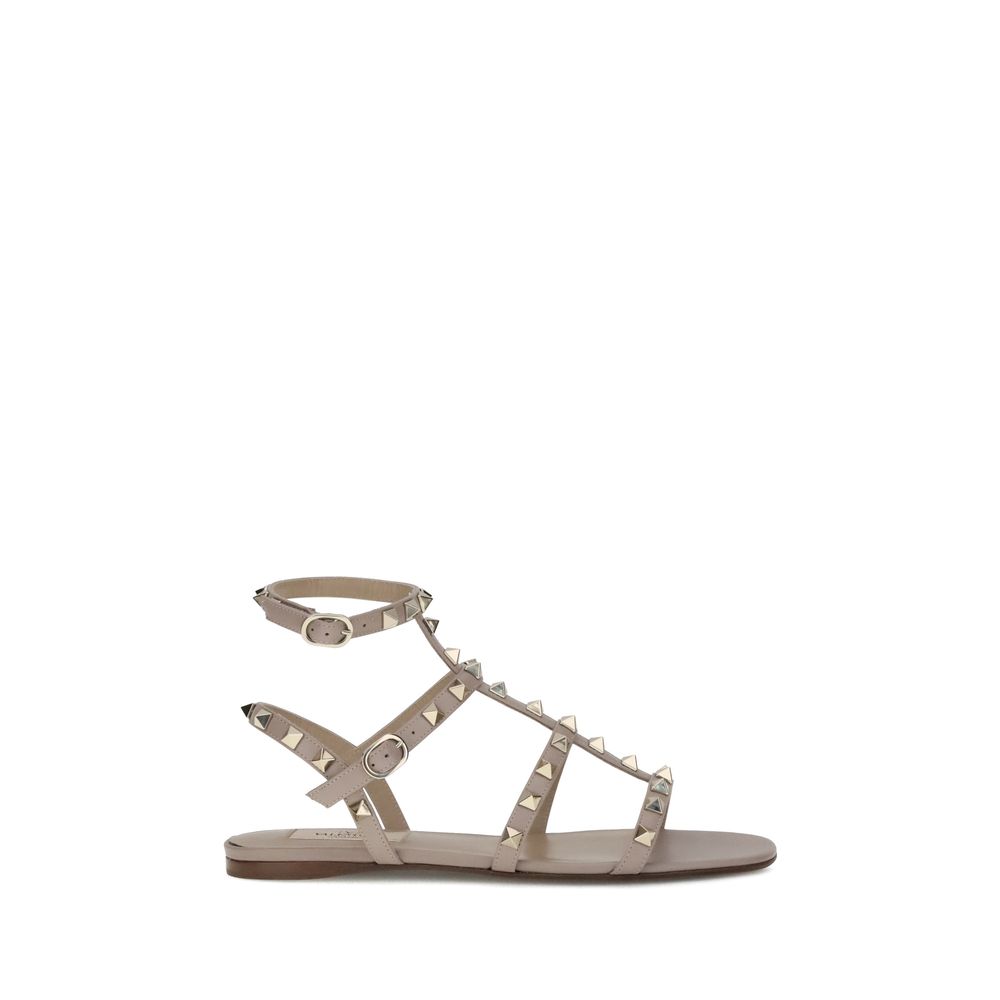 Valentino Garavani Gray Calf Leather Bos Taurus Sandals