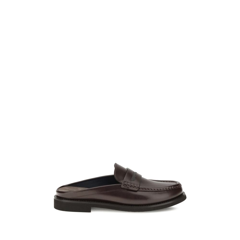 Brunello Cucinelli Brown Calf Leather Bos Taurus Slip-On Loafers