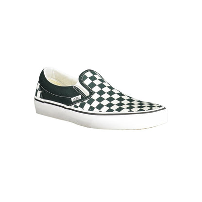 Vans Black Polyester Men Sneaker with checkered pattern and elastic accents.