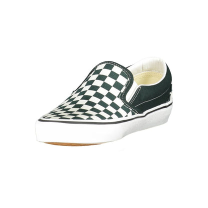 Vans Black Polyester Men Sneaker with checkered pattern and elastic accents for stylish comfort, featuring signature Vans logo.