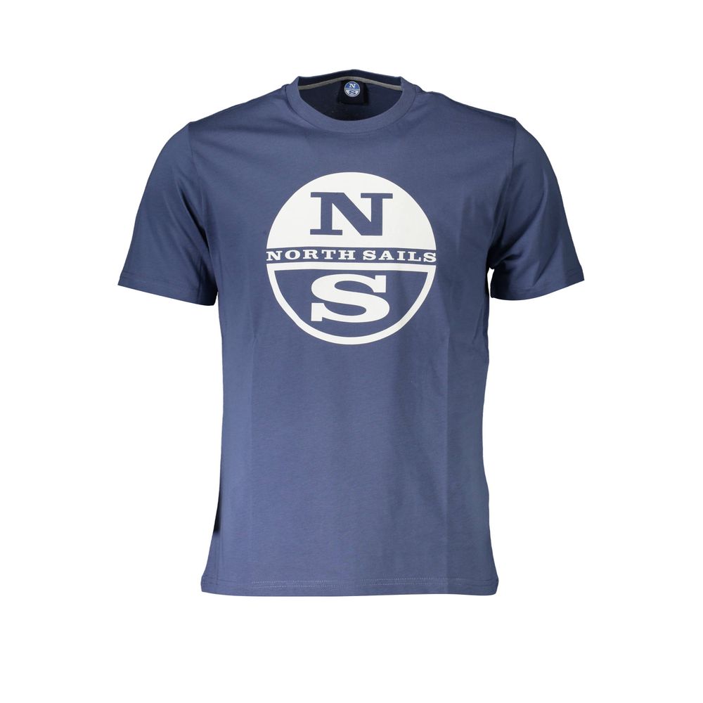 North Sails Blue Cotton Men T-Shirt with logo print and nautical design