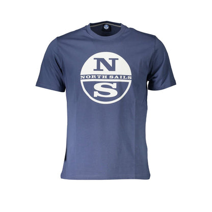 North Sails Blue Cotton Men T-Shirt with logo print and nautical design