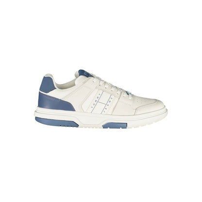 Tommy Hilfiger White Leather Men Sneaker with blue accents and logo