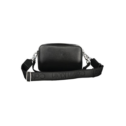 Calvin Klein Black Polyethylene Women Handbag with adjustable shoulder strap and zip closure, showcasing elegance and functionality.