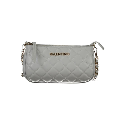 Mario Valentino Gray Polyethylene Women Handbag with chain strap and logo detailing
