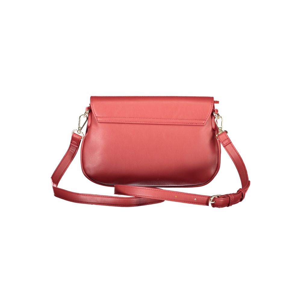 Mario Valentino Red Polyethylene Women Handbag with adjustable shoulder strap and iconic logo, ideal for stylish essential storage.