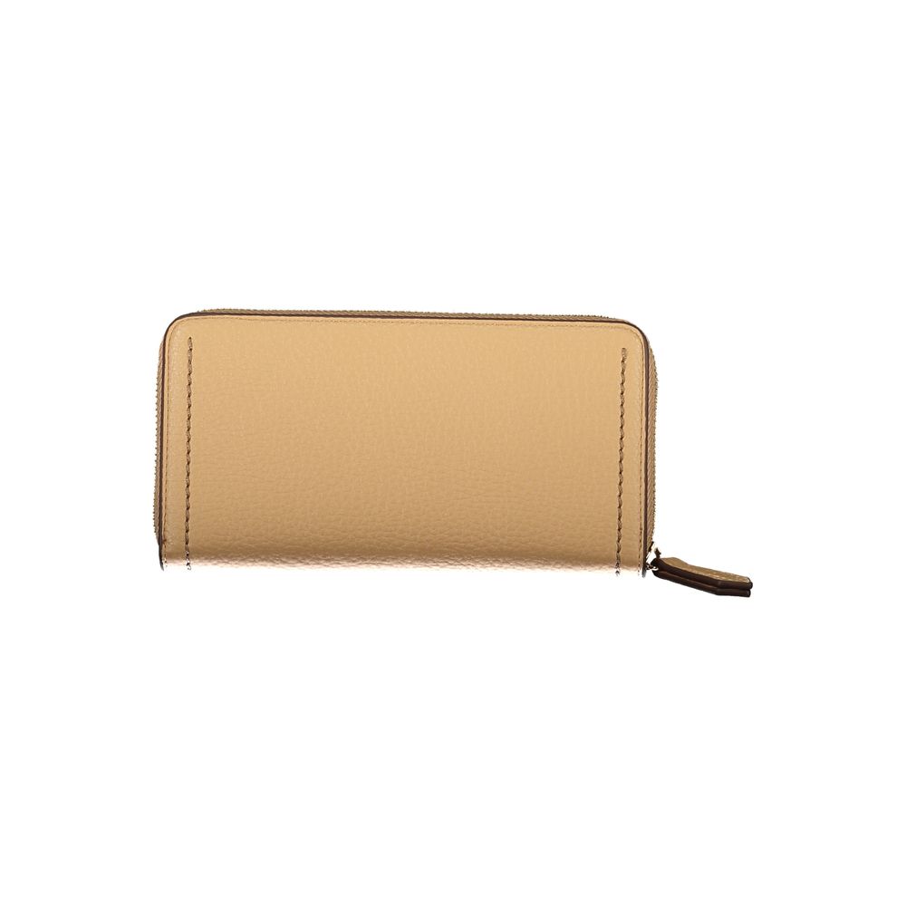 Elegant Mario Valentino Beige Polyethylene Women Wallet with spacious compartments and stylish coin purse, perfect for chic organization.