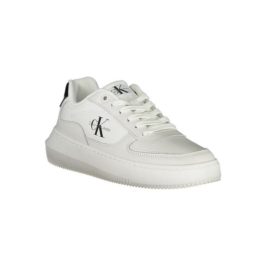 Calvin Klein Sleek White Lace-Up Sneakers with Contrast Details CA-28512-EU37/US7