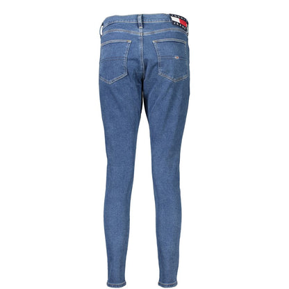 Back view of Tommy Hilfiger Blue Cotton Women Jeans with iconic embroidery and sleek silhouette.