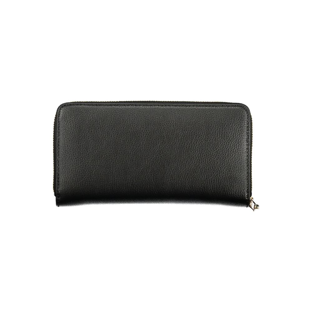 Tommy Hilfiger Black Polyethylene Women Wallet with zip closure and iconic logo