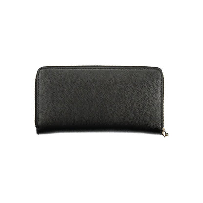 Tommy Hilfiger Black Polyethylene Women Wallet with zip closure and iconic logo