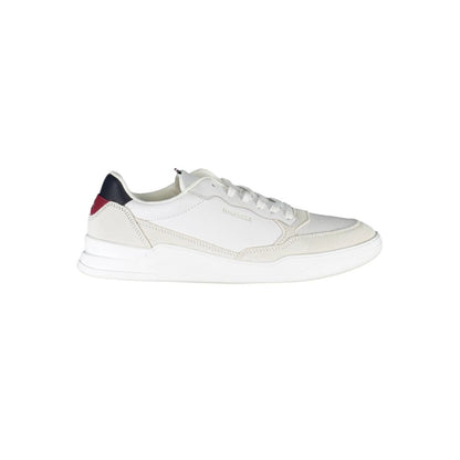 Tommy Hilfiger White Polyester Men Sneaker with sustainable design and contrasting details.