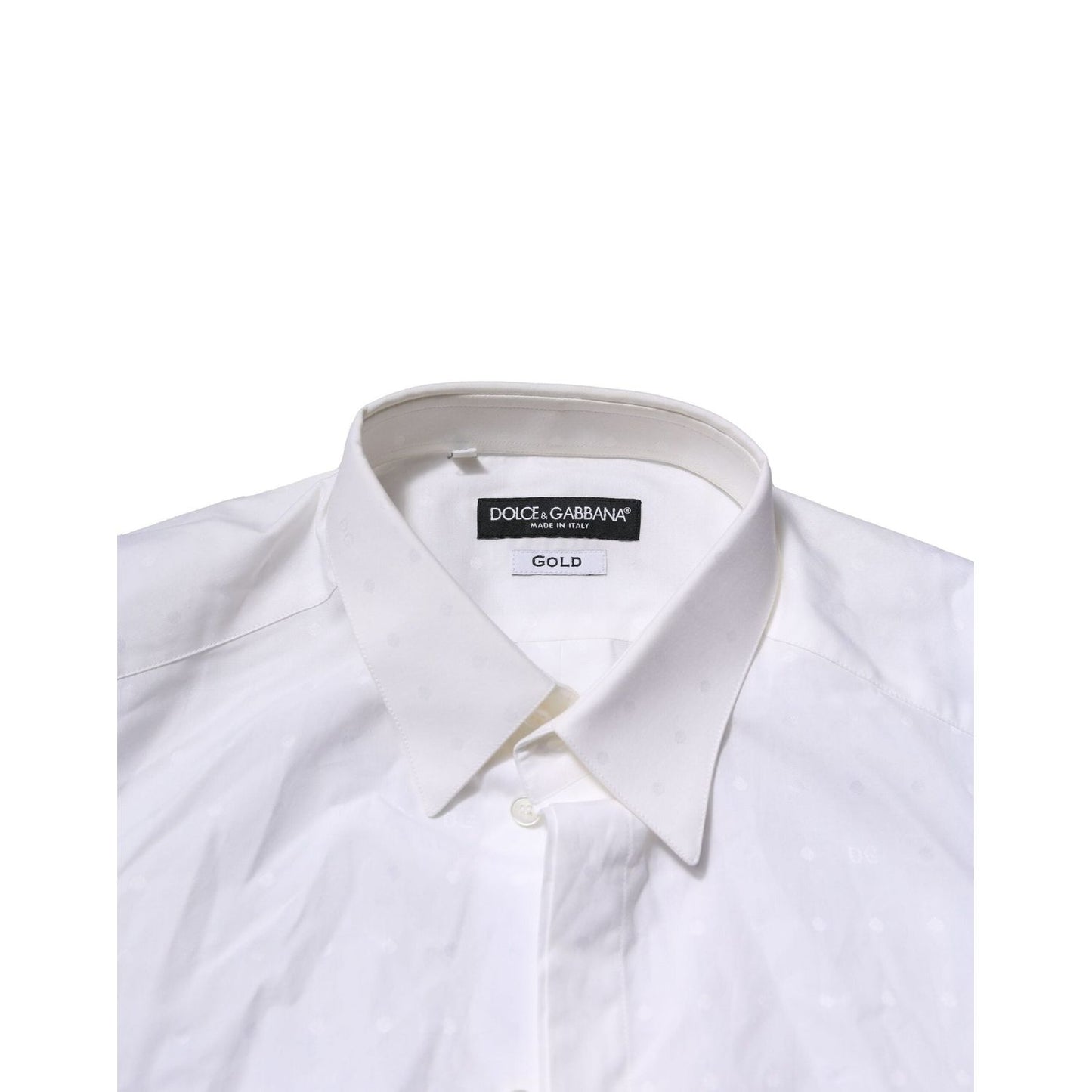 Dolce & Gabbana White Cotton GOLD Long Sleeves Formal Shirt Dolce & Gabbana