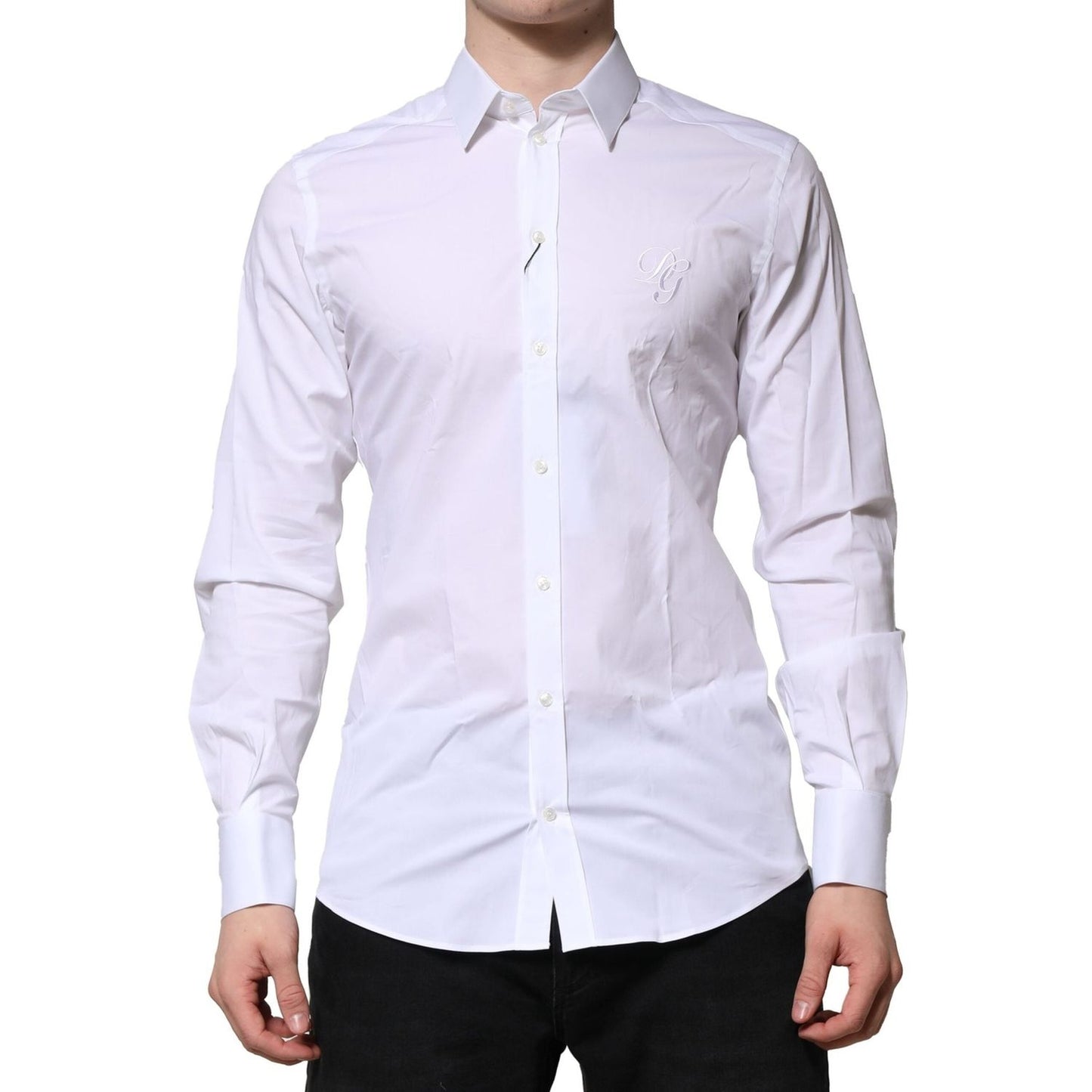 Dolce & Gabbana White Cotton GOLD Long Sleeves Formal Shirt Dolce & Gabbana