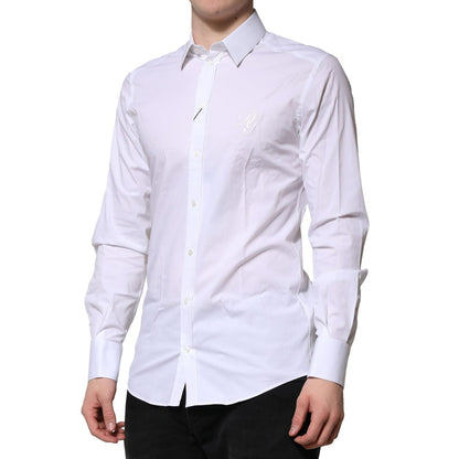 Dolce & Gabbana White Cotton GOLD Long Sleeves Formal Shirt Dolce & Gabbana
